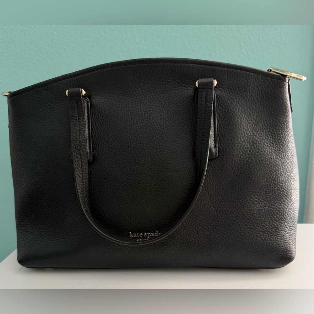 Kate Spade Small Black Pebbled Leather Abbott Satchel - Picture 2 of 9